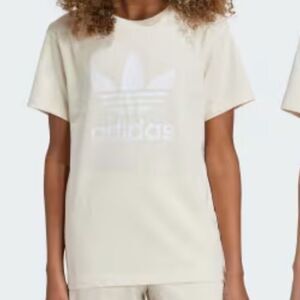 Adidas Originals Trefoil Beige Neutral White Relaxed  Short Sleeve Tee Shirt XS